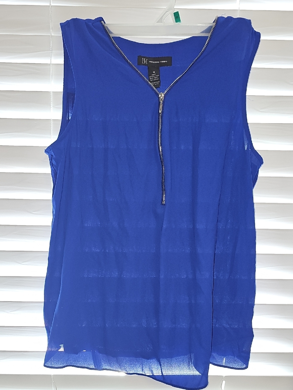 INC International Concepts Cobalt Blue Sleeveless Zip-Front Camisole